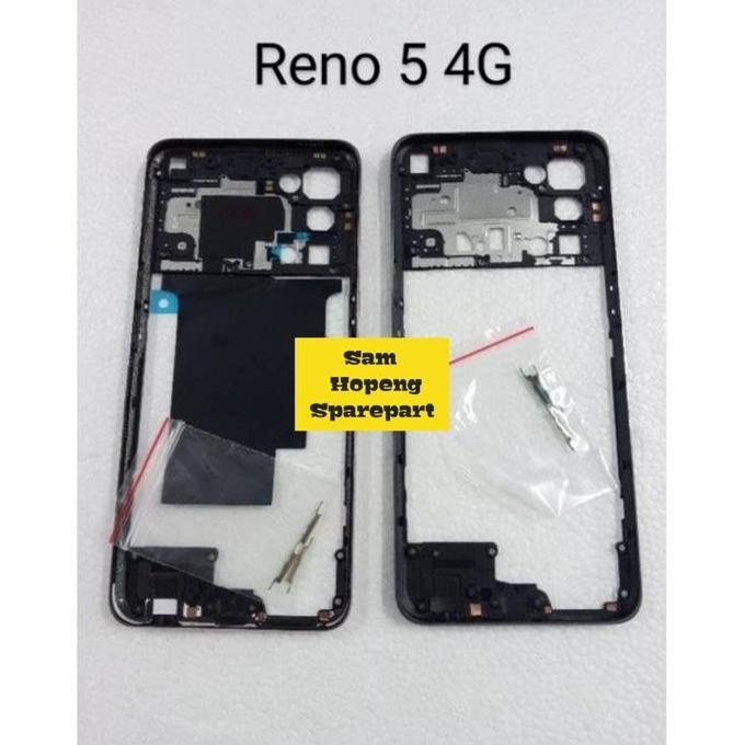 BAZEL BEZEL TULANG TENGAH CASING + RING KACA KAMERA COMPATIBLE OPOO RENO 5 4G SHS27