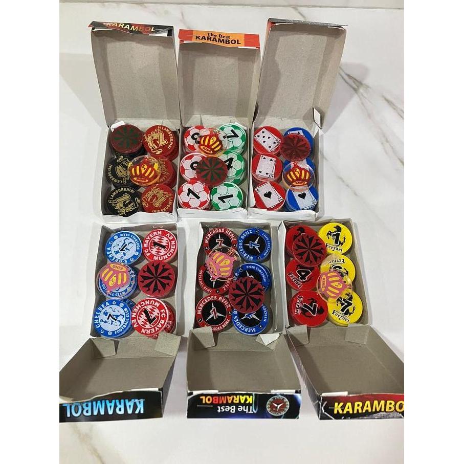 Promo Biji Karambol Rangkap 2 Lapis Tebal 5 Mm Motif Kartu Remi Master King / Random | Koin Krambol 