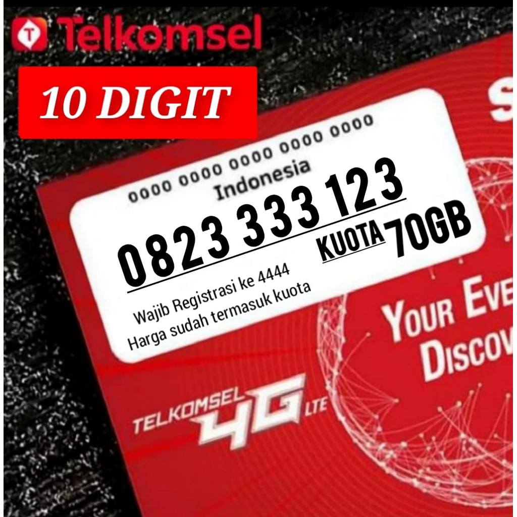 perdana telkomsel nomor cantik telkomsel 10 digit kuota 70gb