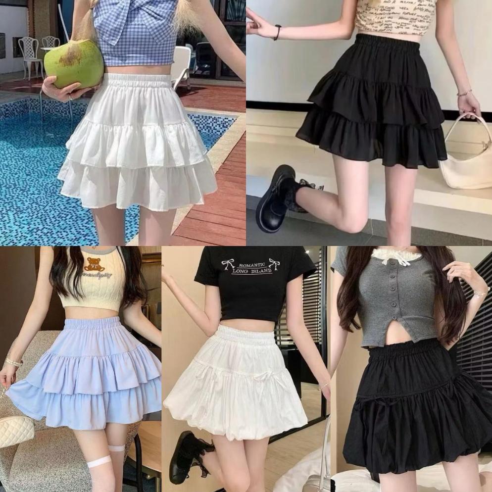 DF - Rok POLLY Mini Skirt Susun Pendek / Rok Wanita Pendek