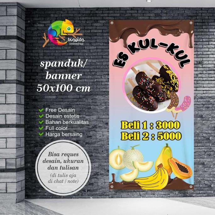 Size 50x100 Cm Spanduk Banner Es Kul-Kul Buah Bisa Custom