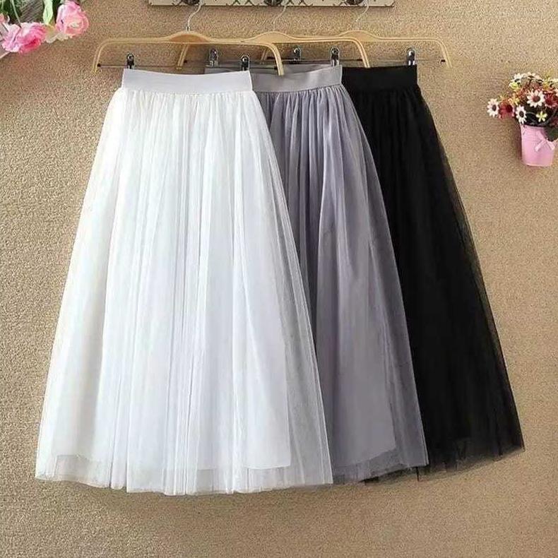 Polos Hitam Putih Minimalis Rok Tutu Dewasa 90cm