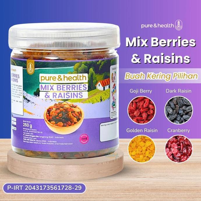 MIX BERRIES AND RAISINS 250 GR CRANBERRY GOJI BERRY DARK RAISIN GOLDEN KISMIS BUAH KERING DRIED FRUI