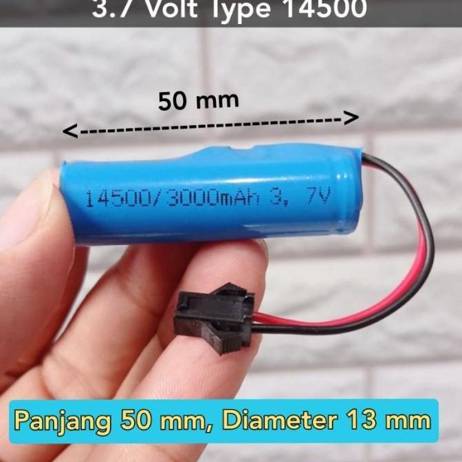 Toys- Baterai Mobil Remote Control 3.7 Volt Tipe 14500 Socket Hitam 2 Pin 3.7V 3000Mah 5000Mah Charg