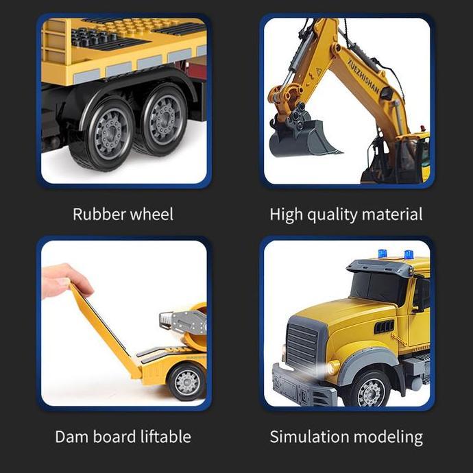Toys- Mobil Remote Control Trailer Set Besar Rc Truk Trailer & Rc Excavator