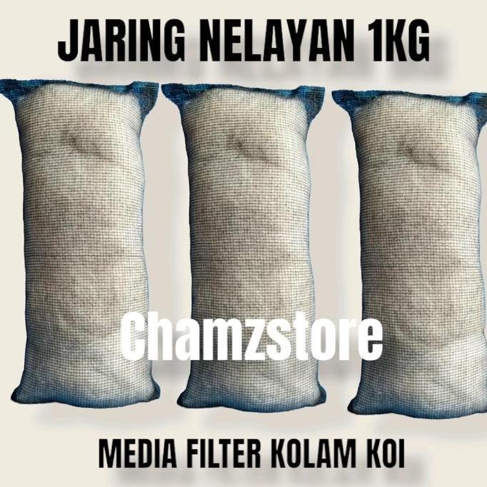 Media filter kolam koi jaring nelayan plus waring 1kg / Jaring nelayan media filter kolam