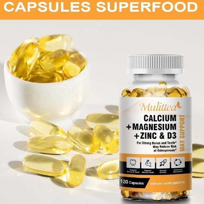 mulittea 3 in 1 Calsium magnesium Zing Vitamin D3 Tulang dan Gigi