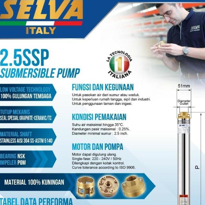 $+$+$+$+] Pompa Air SELVA ITALY Submersible Pump Pompa Sibel 2.5 inch