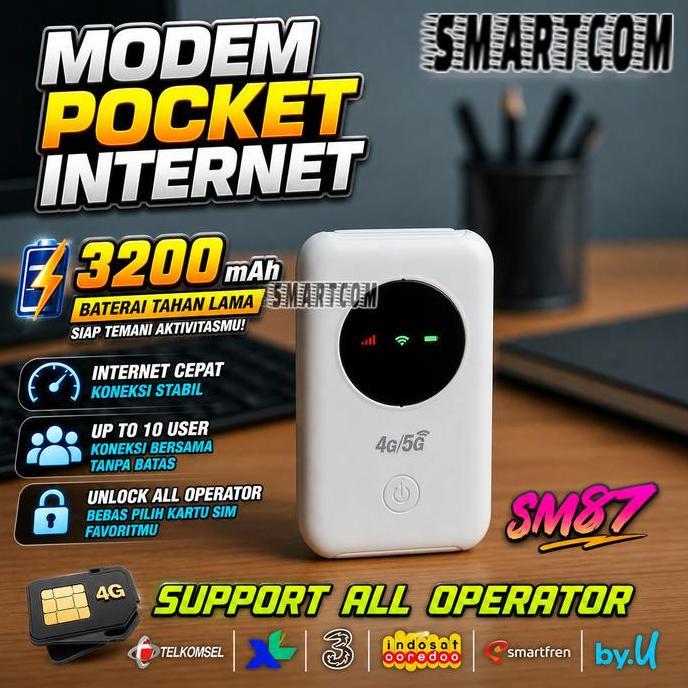 Modem Mifi Wifi SMARTCOM SM87 PRO Unlock All Operator 4G 3200mAh