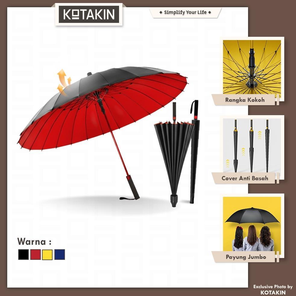 SUPER DEAL KOTAKIN Payung Besar Jumbo Golf Hujan Panas Anti UV Buka Tutup Otomatis Umbrella Tebal Pr