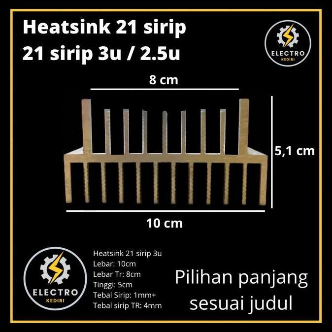 ,,,,,,,] Heatsink 2,5u alumunium 21 Sirip 35 cm pendingin 221sirip 3u lebar 8cm 35cm