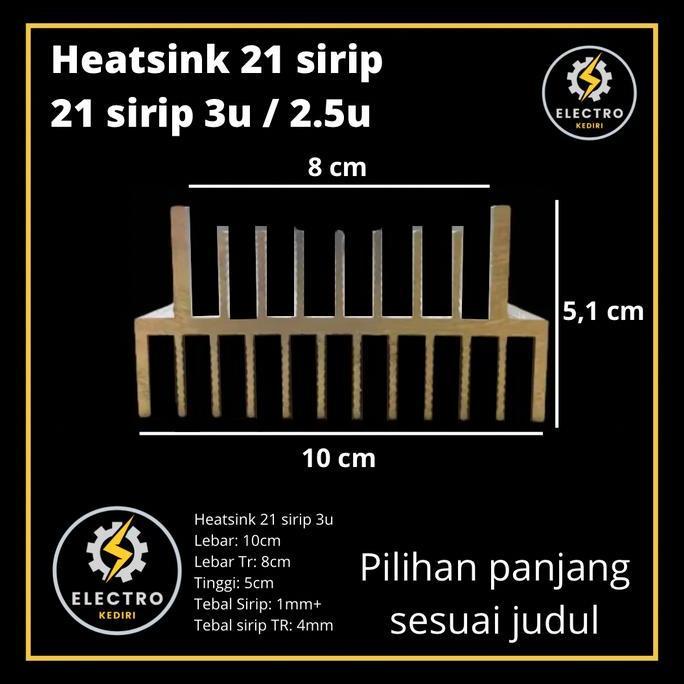 ~~~] Heatsink Alumunium 21 Sirip 25cm - Pendingin 2,5u Lebar 8cm