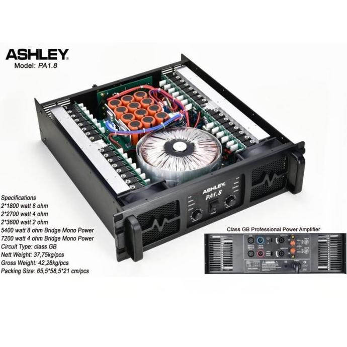 TERMURAH - Power Amplifier Ashley PA 1.8 PA1.8 1800 Watt 2 Channel Class GB Original