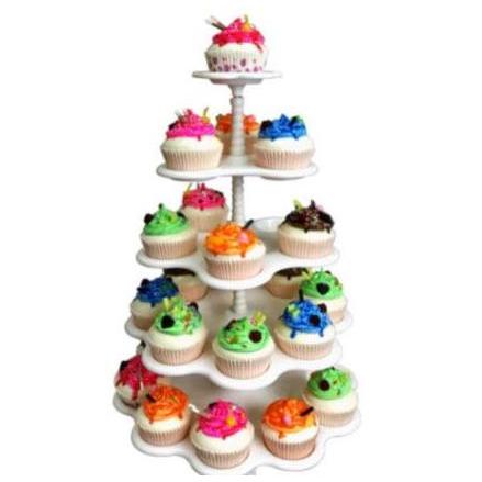 HARGA DISC - Rak Susun Plastik Kue 5 Stand White Cup Cake Tray