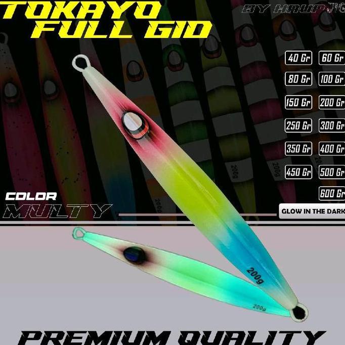 BY HAUP JIG Umpan Pancing Metal Jig TOKAYO FULL GID Premium Quality 200 Gram Glow in the Dark Kualit
