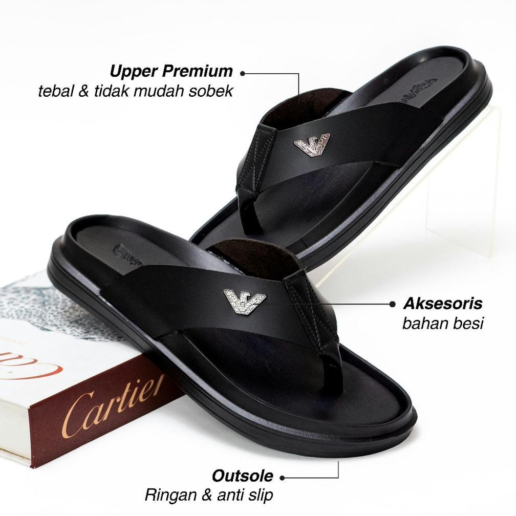 Diskon Alcatraz Sandal Jepit Kulit Pria Mewah Ringan Anti Licin