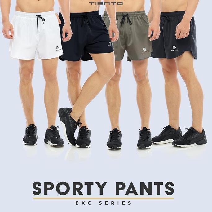 Tiento Short Pants Sporty Exo Series Celana Pendek Fitness Olahraga Gym Lari Pria Parasut