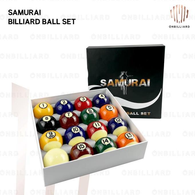 SAMURAI Billiard Ball Set 57.2mm Black White Bola Billiard DOT SAMURAI Meja 7 8 9 ft Feet 2 1/4" 57,