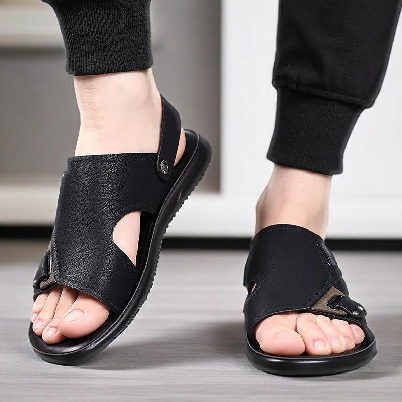 Free Ongkir Sandal Pria Kulit Asli Stylish - Pengunci Klasik Vintage - Sandal Casual Pria - Sandal P