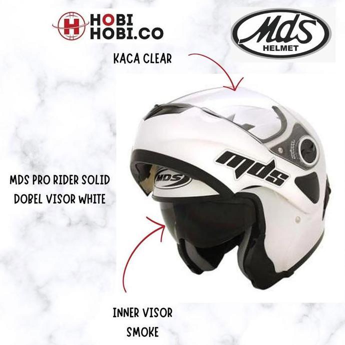 Promo Helm Mds Pro Rider Solid Polos White Mds Modular