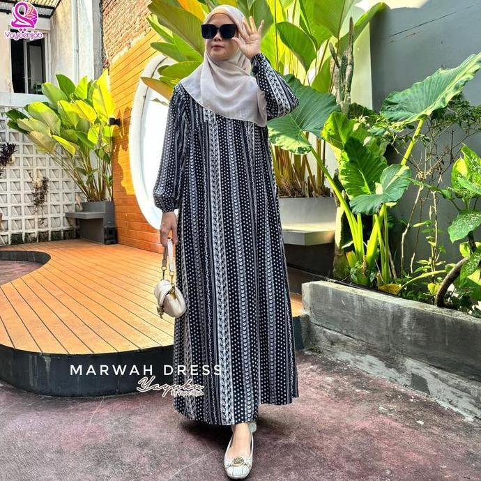 Dress Marwah Motif Terbaru Busui Adem Gamis Wanita Yayuku by Yayoe Hijab