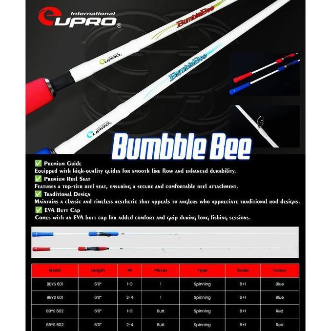 EUPRO Joran Pancing Spinning BUMBLE BEE One Piece Hi-Carbon Blank Joran Pancing Spinning Jigging