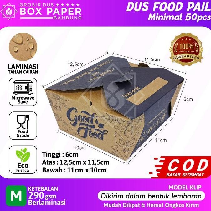 KOMARIJUILI - ( 50PCS )FOOD PAIL SIZE M MOTIF RICE BOX 290GSM PAPER LUNCH BOX KERTAS DUS MAKANAN TAK