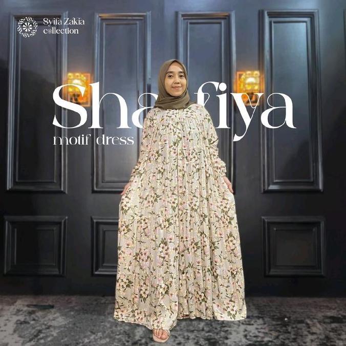 SyifaZakia-Motif Shafia Maxi Dress Bahan Rayon Premium Kancing Muslimah By SyifaZakia Gamis