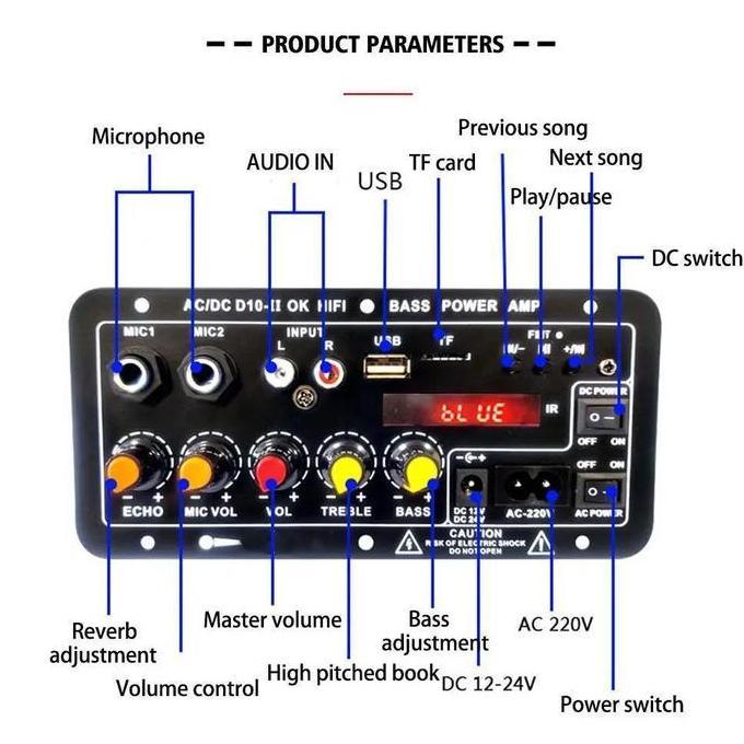 Warkah_Bpd - Amplifier Board 12V Ac 220V Amplifier Ampli Mini Board Audio Bluetooth Usb Fm Radio Tf 