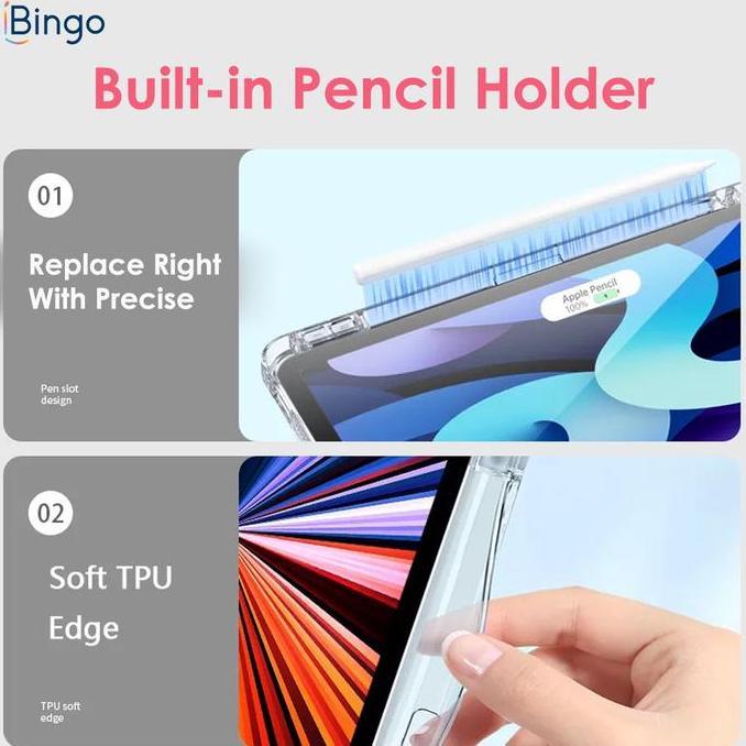 Heha- Soft Clear Case Ipad Mini/ 5 /6 /7 /8 /Air 3 /Air 4/Pro With Pen Slot