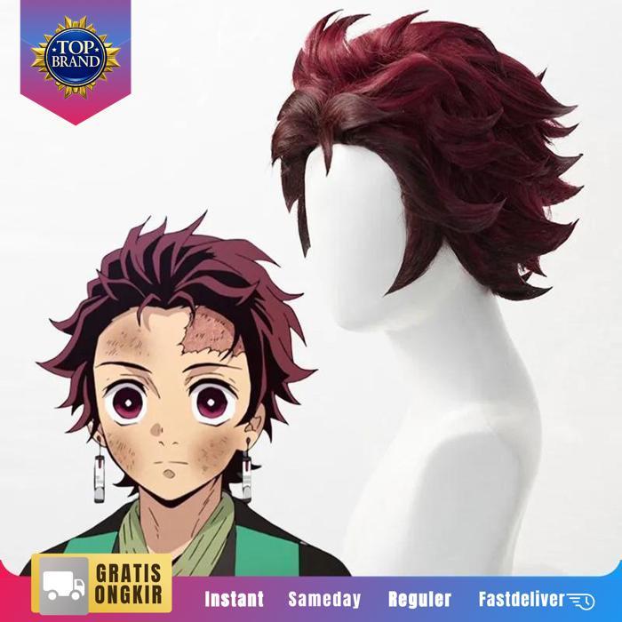 Rambut Palsu Demon Slayer Cosplay Wig Demon Slayer Kamado Tanjirou