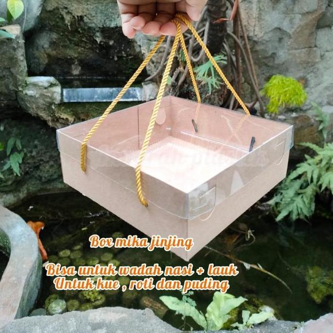 Produk Unggulan] Box mika nasi jinjing uk 20 x 20 / box coklat mika jinjing per 10