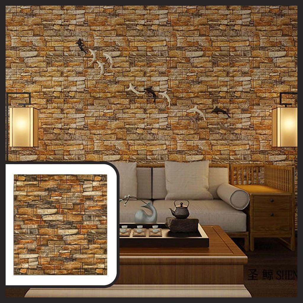 Wallpaper Bata Batu Alam | 3D Xpe Foam Wallpaper Motif Batu | 3D Wall Sticker | Stiker Wallpaper 3D 