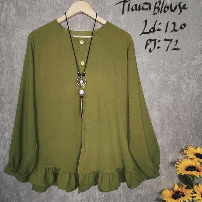 Tiara Blouse Atasan Jumbo Wanita Kemeja Blus Ld120 Bigsize Hijab Muslimah Fashion Baju Wanita Tebal 
