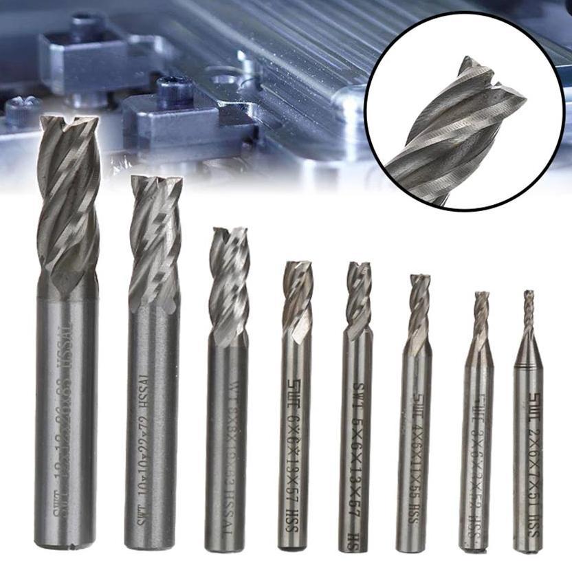 2-12MM Bor Fris Mata Bor Endmill 4 Flute HSS End Mill CNC Router Bits Milling Cutter Bor Frais