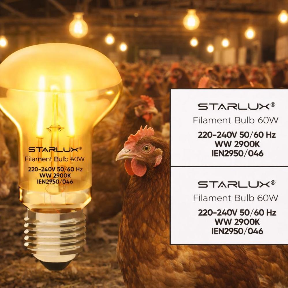 BIG SALE Lampu Penghangat Ayam STARLUX NR63 40W / 60W | Lampu Pijar Kandang Warm White