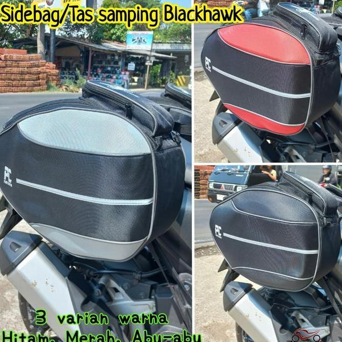 HMSB2 Blackhawk x ADV Sidebag Tas Samping Motor Hitam Lis Silver Bahan 1680dable Waterproof 40x30x27