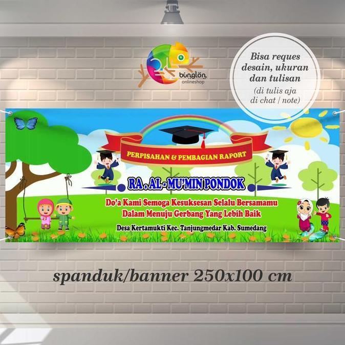 Size 250x100 Cm, Spanduk Banner Perpisahan, Kenaikan Kelas, Wisuda, TK RA KOBER PAUD Dll