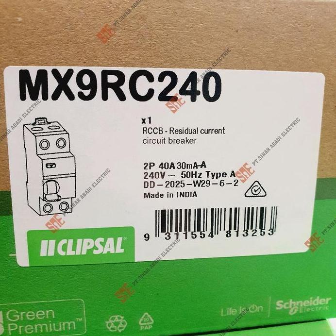 Box Panel Clipsal By Schneider EV Wall Charger TYPE A Up to 7kw 7.3kw RCCB 40A + MCB 2P + MCB 1P + S