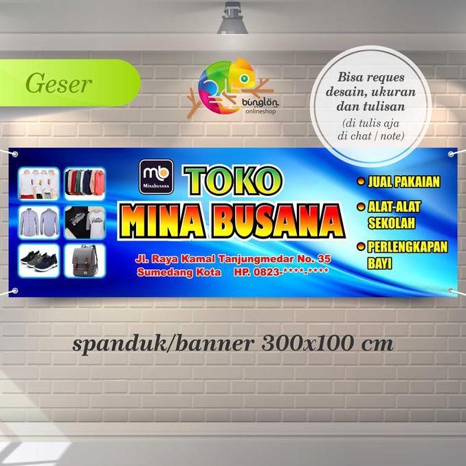 Spanduk, Banner Toko Busana Baju, Tas, Sepatu, Dll. A