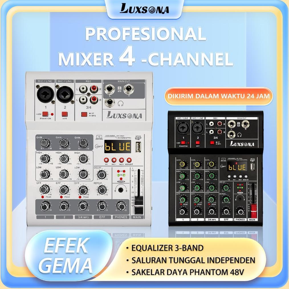 CUCI GUDANG Mixer audio 4-channel/99DSP Mixer profesional/ashley mixer mini/Sound Card Amplifier Blu