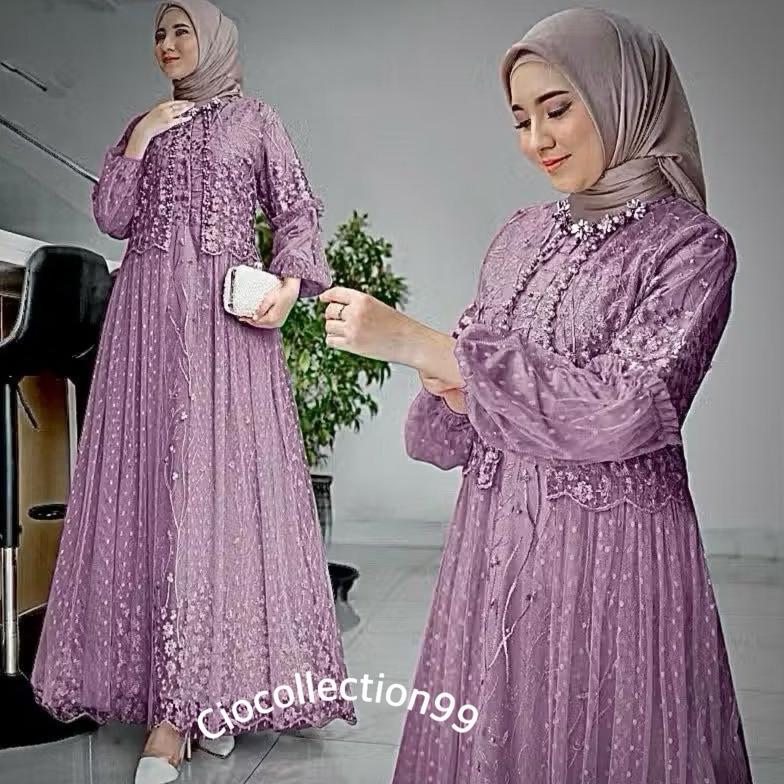 Maxi Bianka Gamis Pesta Brukat Dres Kondangan Remaja Wanita Kekinian Gamis Brukat Terlaris