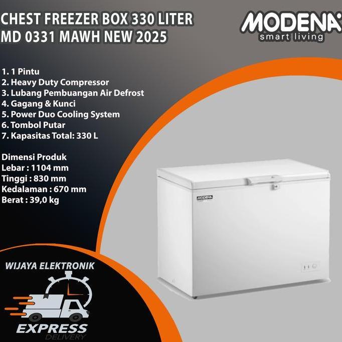 MODENA MD 0331 MAWH - Freezer box 330 Liter Modena Garansi Resmi / Chest freezer