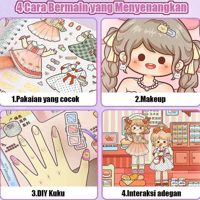 TLD Mainan DIY Book Dress up Girl Lemari Pakaian Mainan stiker orang orangan [terbaik]