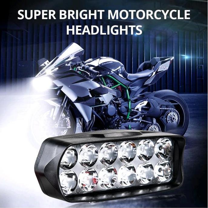 LAMPU SOROT MOTOR 12 LED CAHAYA PUTIH 12 VOLT ARUS DC / LAMPU TEMBAK MOTOR 12 MATA LED / LAMPU LED M