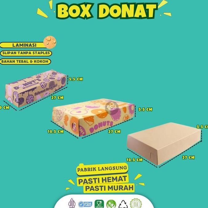 Ver- [30 Pcs] Box Donat Isi 6 / Dus Donat Polos Bomboloni / Kardus Donat Laminasi Food Grade / B24K4