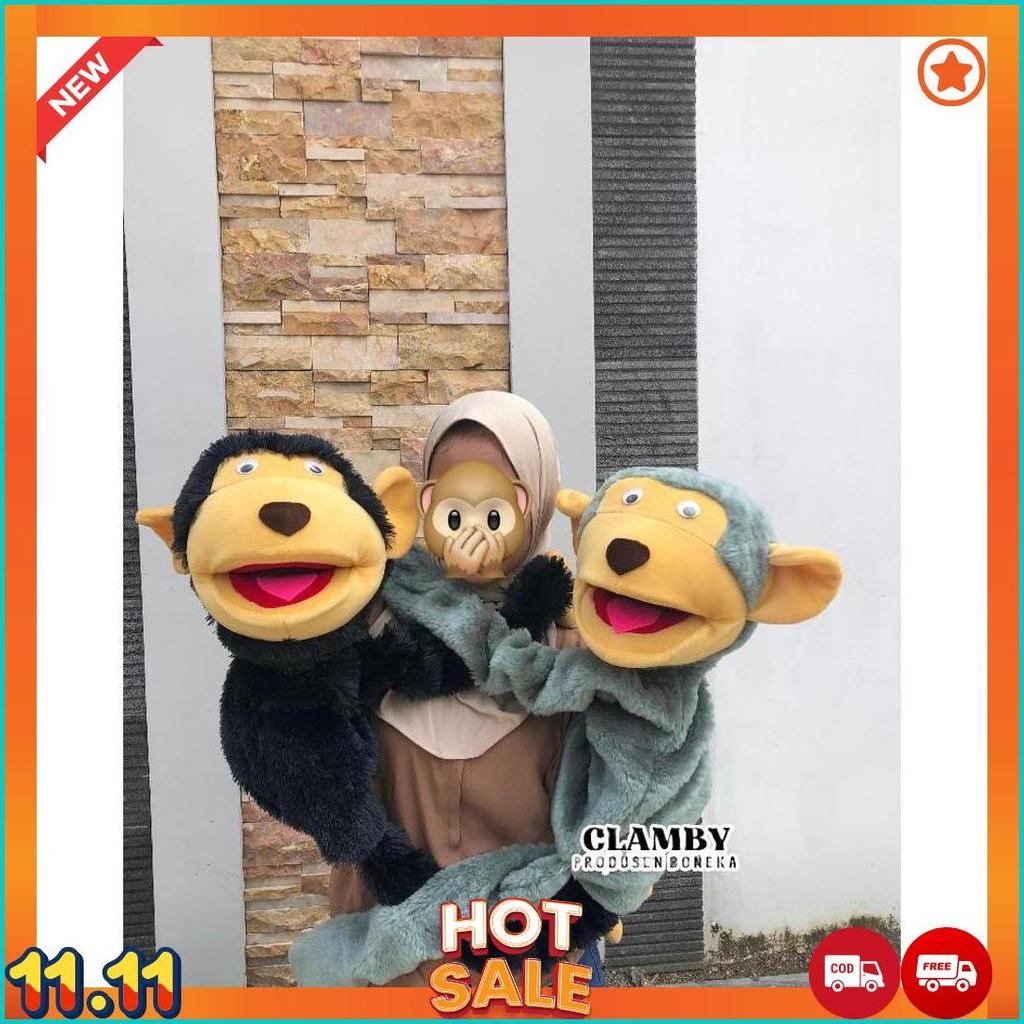Boneka Dongeng Monyet Jumbo Hand Muppet Ventriloquist  Monyet Boneka Edukasi 1 Meter [J6]