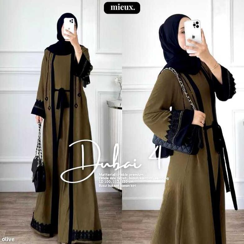 KUALITAS SUPER COD Dubai Abaya Crincle Mix Renda Premium // Gamis Abaya Turkey Super Jumbo M L XL XX