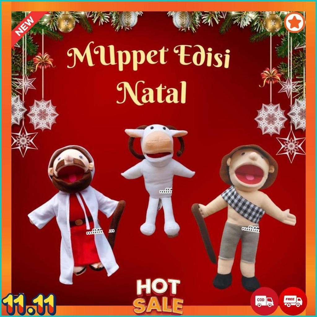 Boneka Muppet Yesus Edisi Natal Boneka Cablak Ventriloquist Puppet Yesus & Pengembala & Domba [J6]