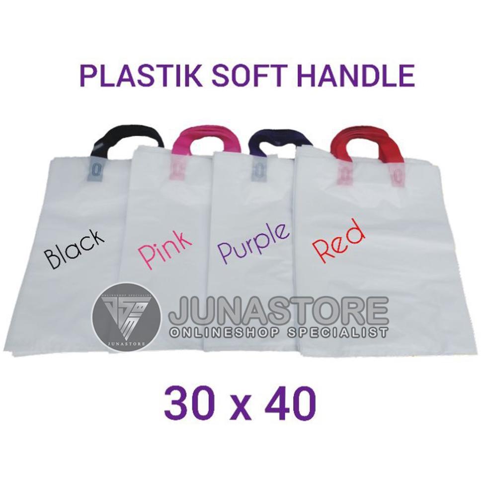 Plastik Shopping Bag / Plastik Soft Handle Kantong Putih Rea 30 X 40